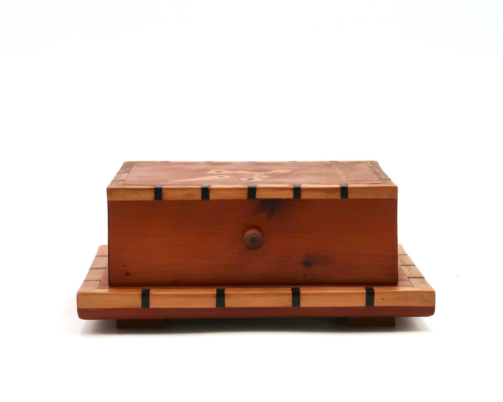 French Wood Marquetry Cigarette Dispenser, 1950s / Desk, Men Gift, Smoker, Box, Storage photo Home Decor