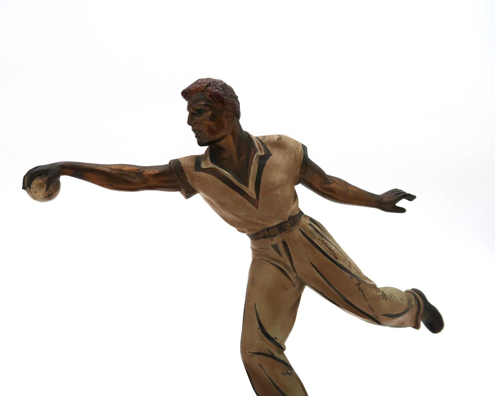 French Art Deco Sculpture, Man Playing Petanque, 1920s / France, Home Decor, Antique photo for sale