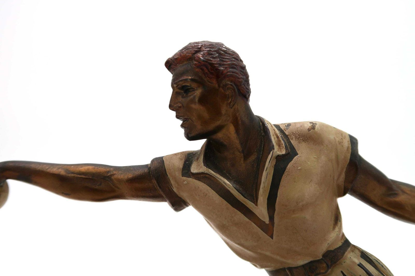 French Art Deco Sculpture, Man Playing Petanque, 1920s / France, Home Decor, Antique photo Home Decor