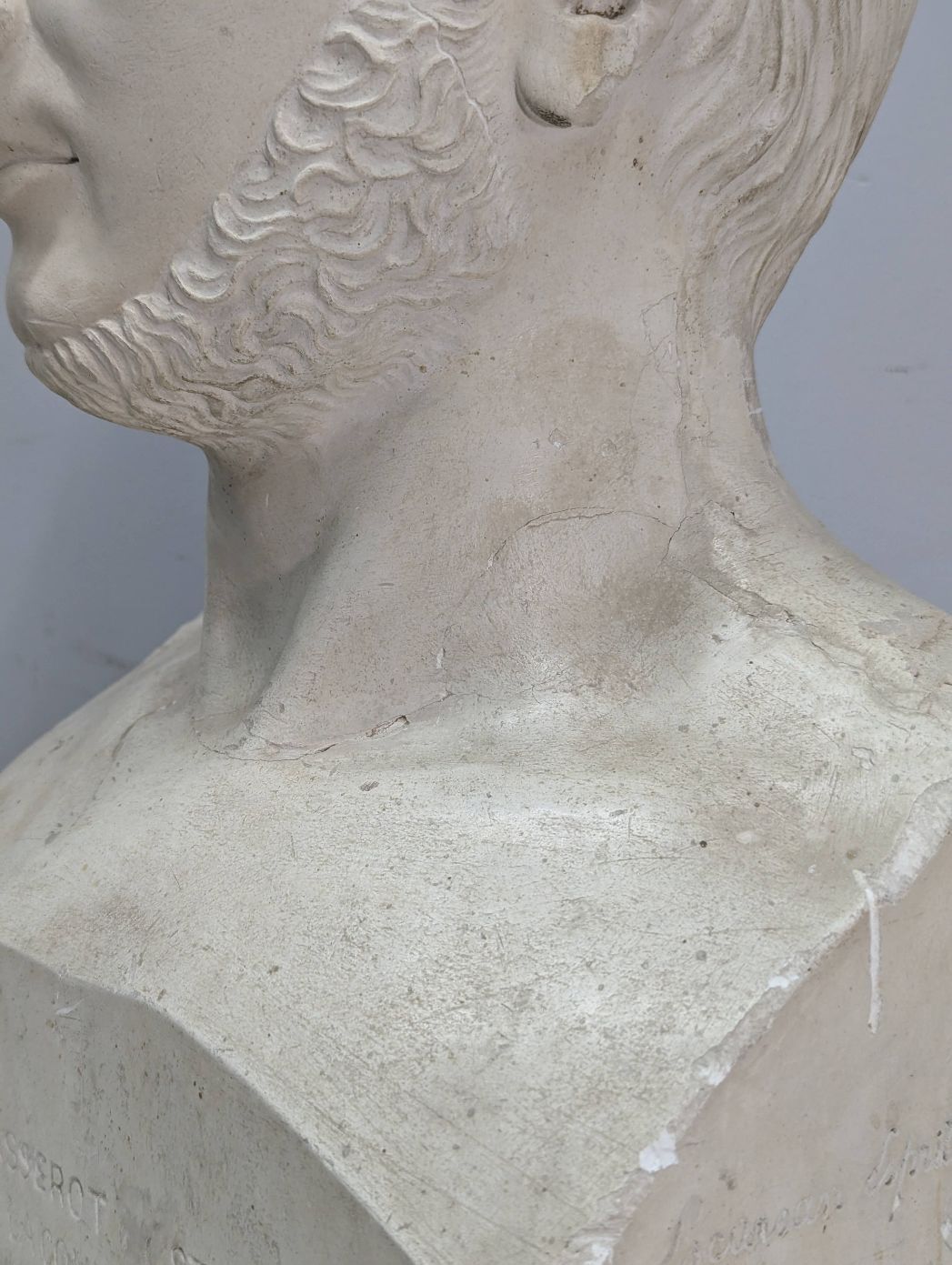 photo for sale 19th Century Plaster Bust Signed Escursan, Spirit Of Aix, 19th Century