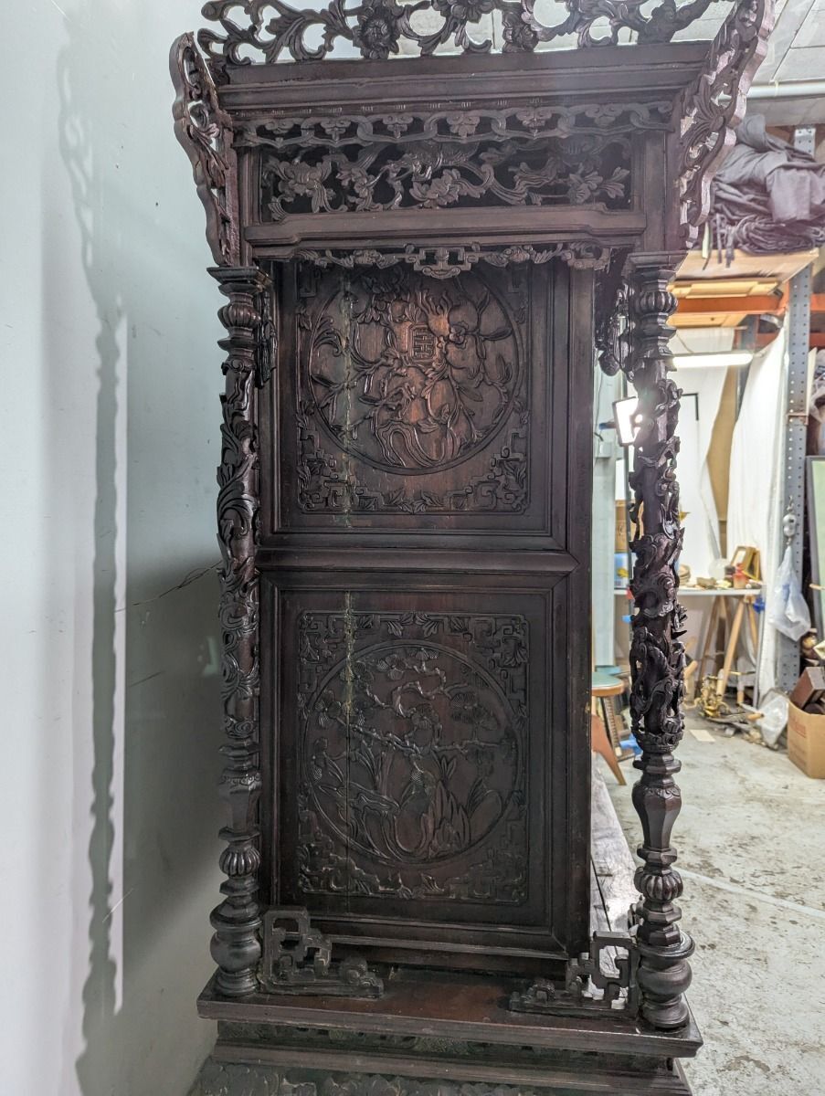 photo buy Large Indochinese Cabinet With Exotic Wood Dragon Decoration