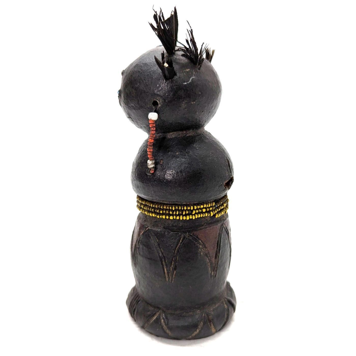 Tribal Statuette In Carved And Beaded Wood – West Or Central Africa, 20th Century photo for sale