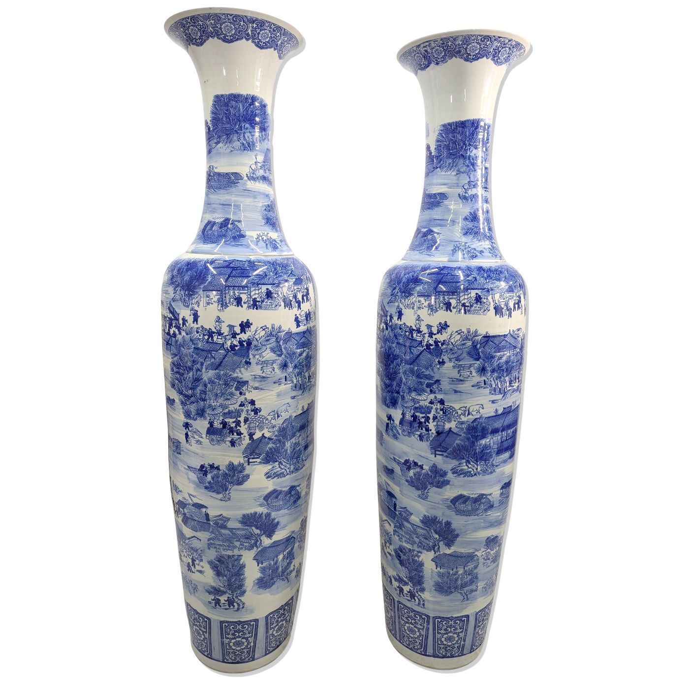Important Pair Of Blue And White Porcelain Baluster Vases – China, 20th Century photo 11525.0