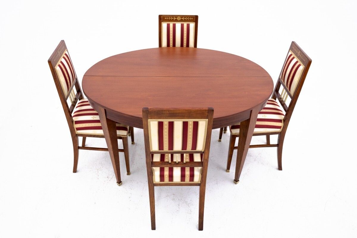 Table With Chairs In Empire Style, France. After Renovation. photo furniture