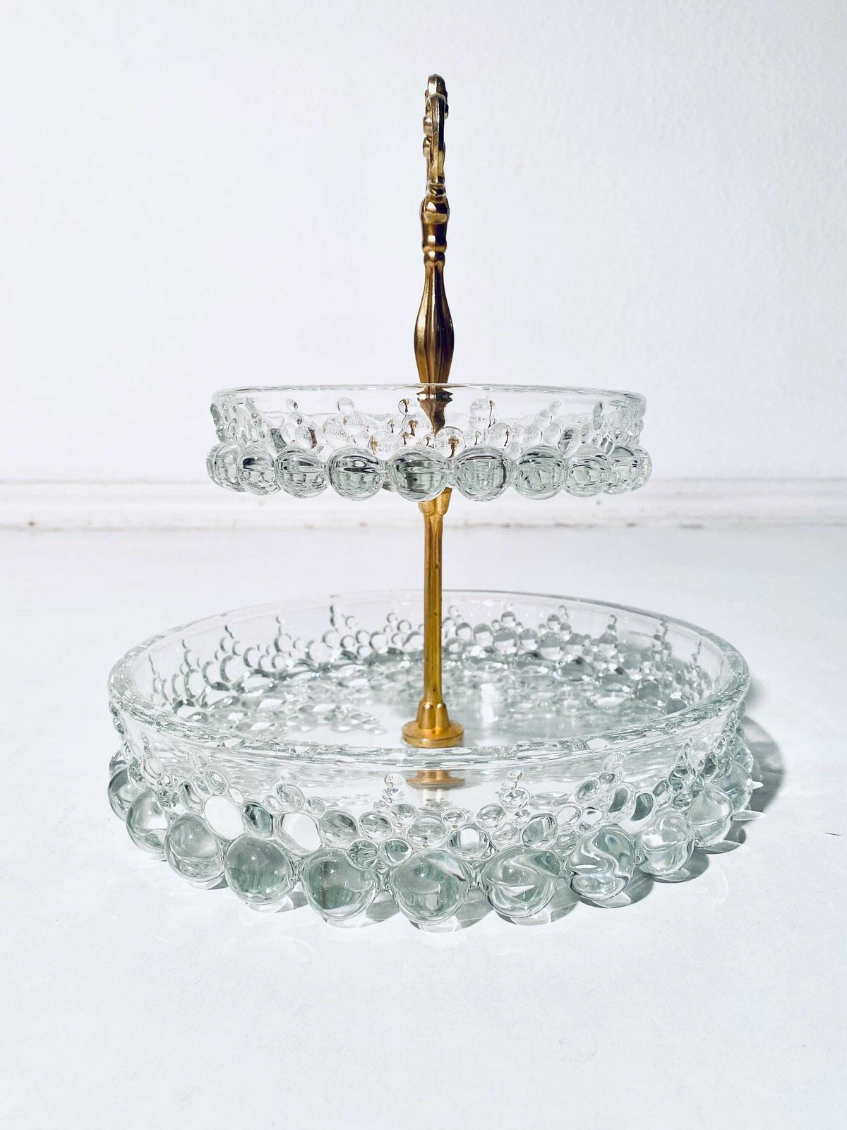 Mid Century Walther Glas Etagère Bubble Glass Cake Stand / Vintage 1950s photo 164.0