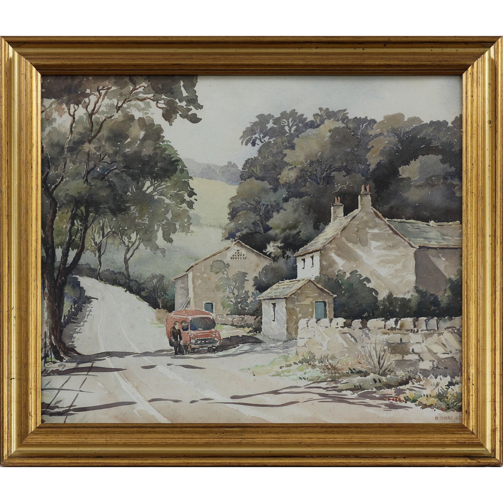 Watercolour By Hervy Syers.  A Farmhouse In Pendle