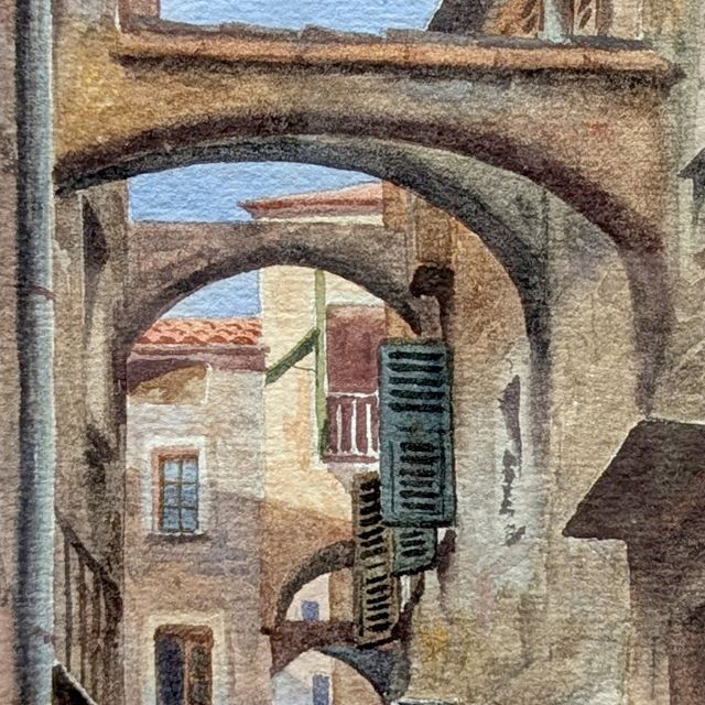 Watercolor Village Street, Late 19th Century By Luigi Allavena 1878/1959 photo for sale