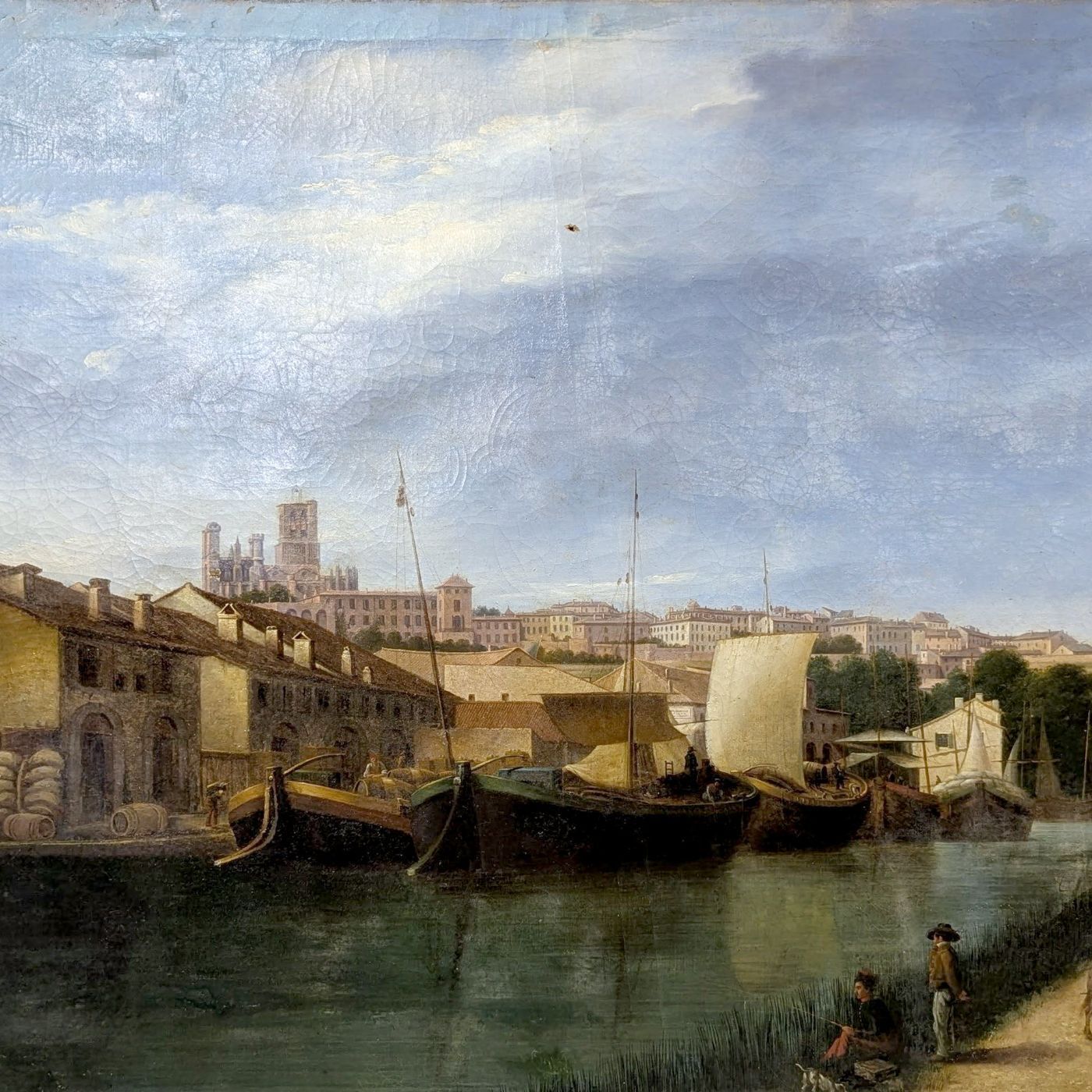Béziers Cathedral Landscape Oil On Panel 18th Century photo furniture