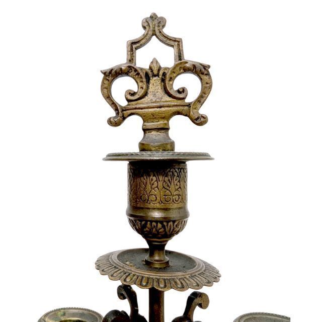 Pair Of Bronze Candlesticks With Double Brown Patina photo for sale