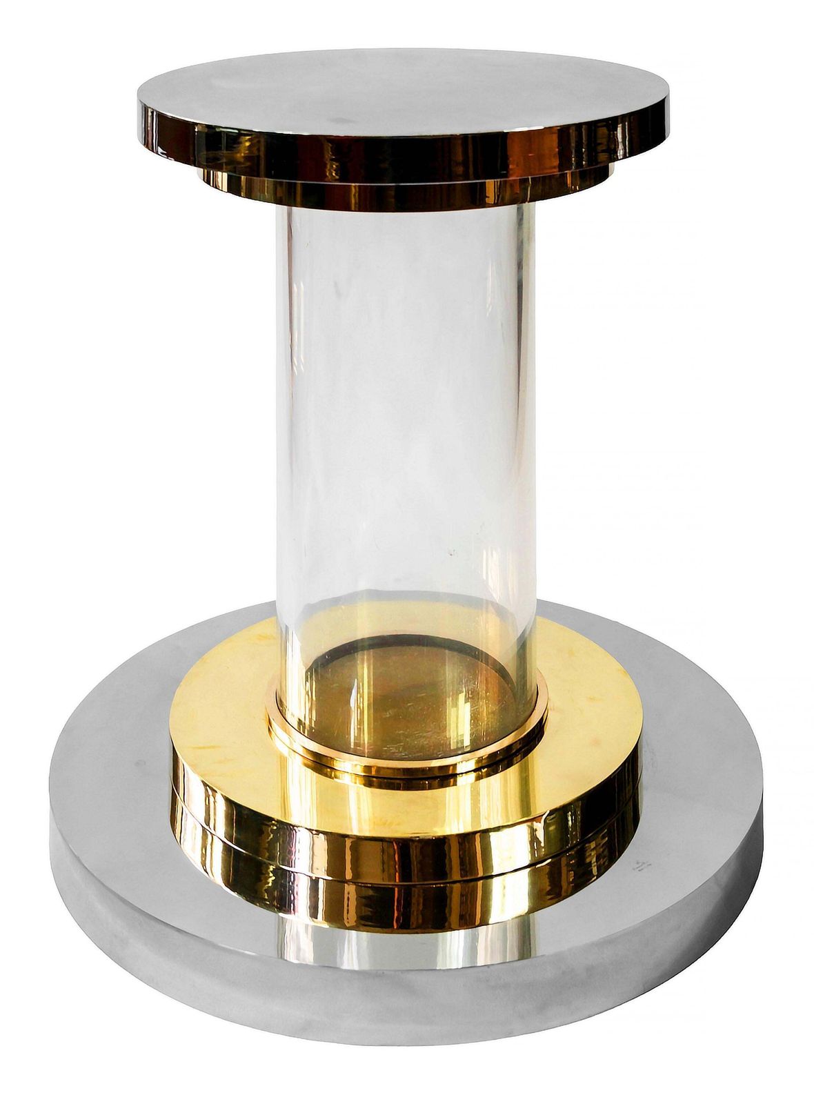 Italian Brass, Chrome And Lucite Table Base Signed Romeo Rega, From, 1970s photo furniture
