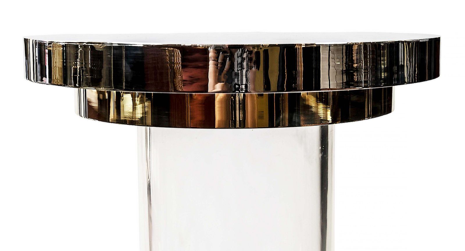 Italian Brass, Chrome And Lucite Table Base Signed Romeo Rega, From, 1970s photo vinterior