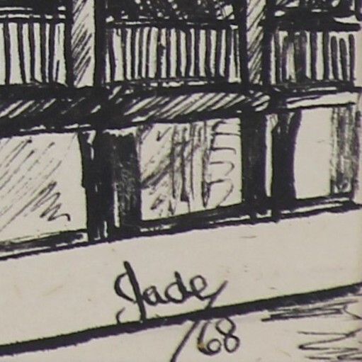 Pen And Ink Drawing Possibly By Marjorie Slade. Titled "The Cross Chester" photo for sale