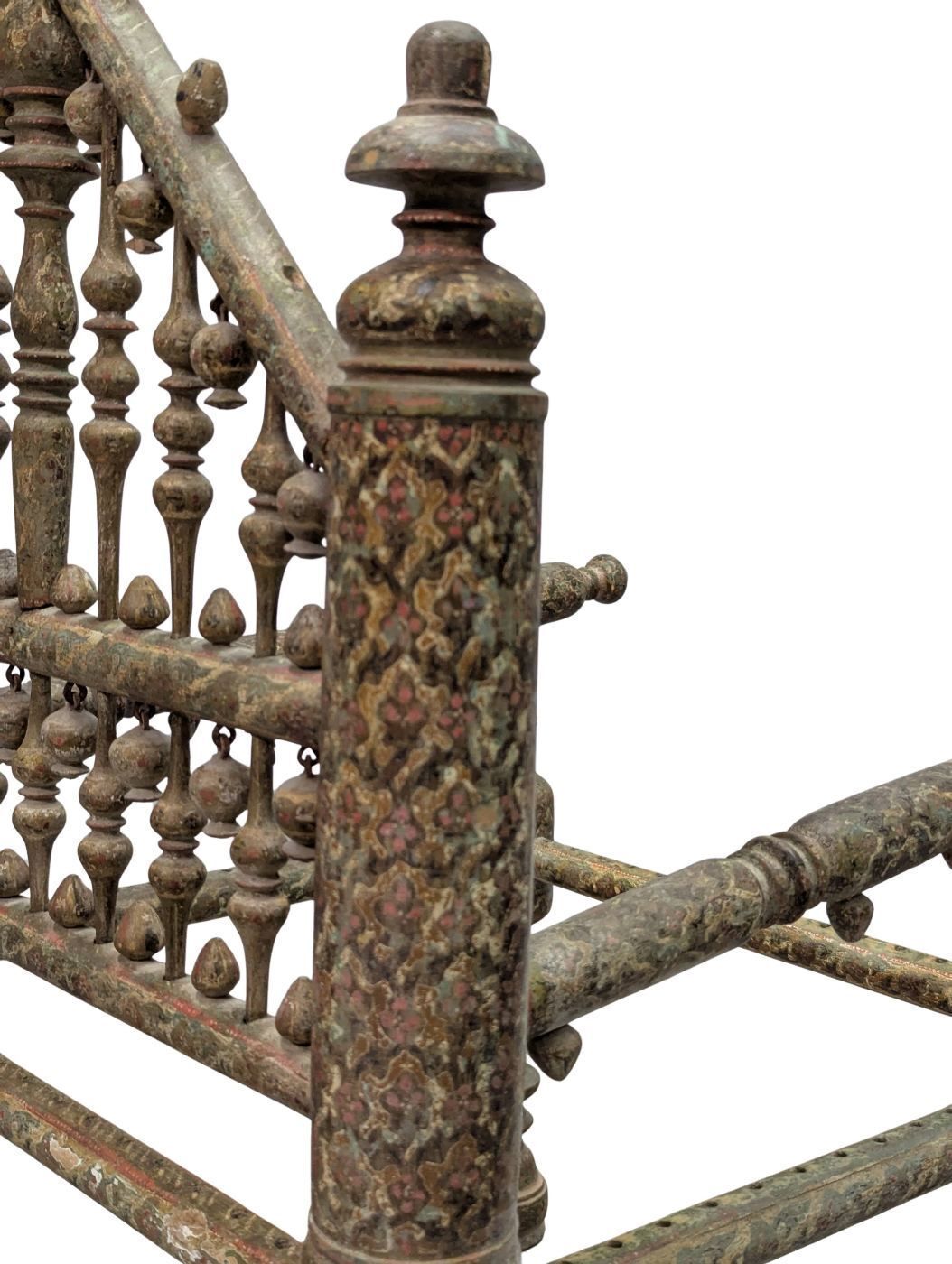 Pair Of 19th Century Indian Armchairs In Polychrome Wood photo vintage