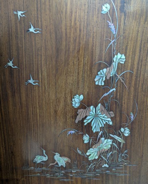 photo for sale Indochinese Cabinet Inlaid With Mother Of Pearl, Silver And Copper