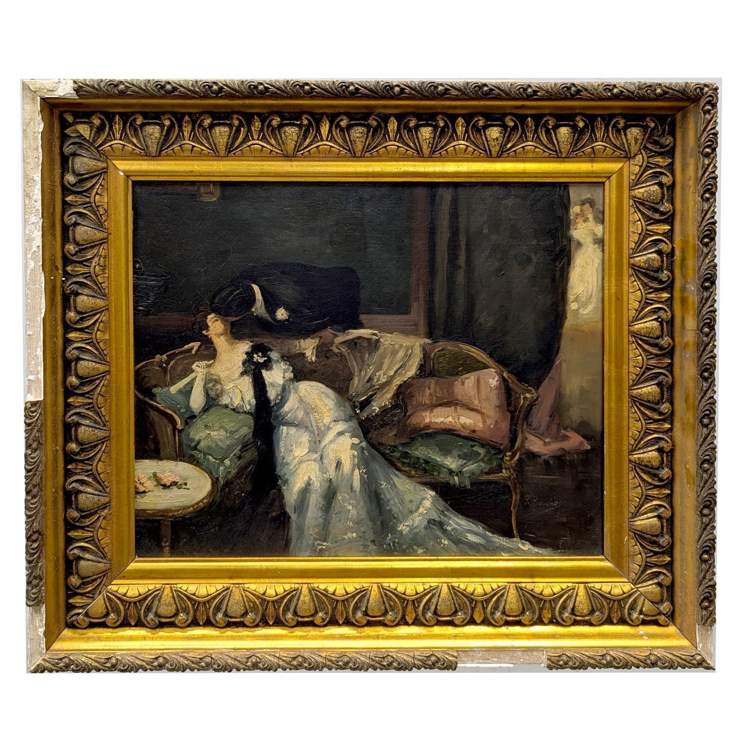 R Bouchet, The Waiting – Belle époque Gallant Scene