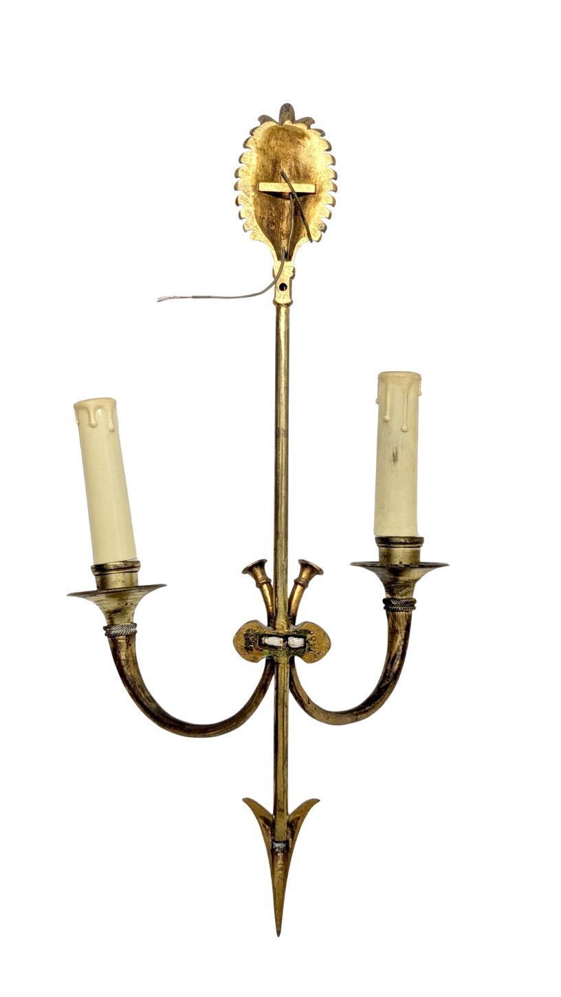 Pair Of Gilt Bronze Wall Sconces, Louis XVI Style, France, Circa 1920 photo vintage