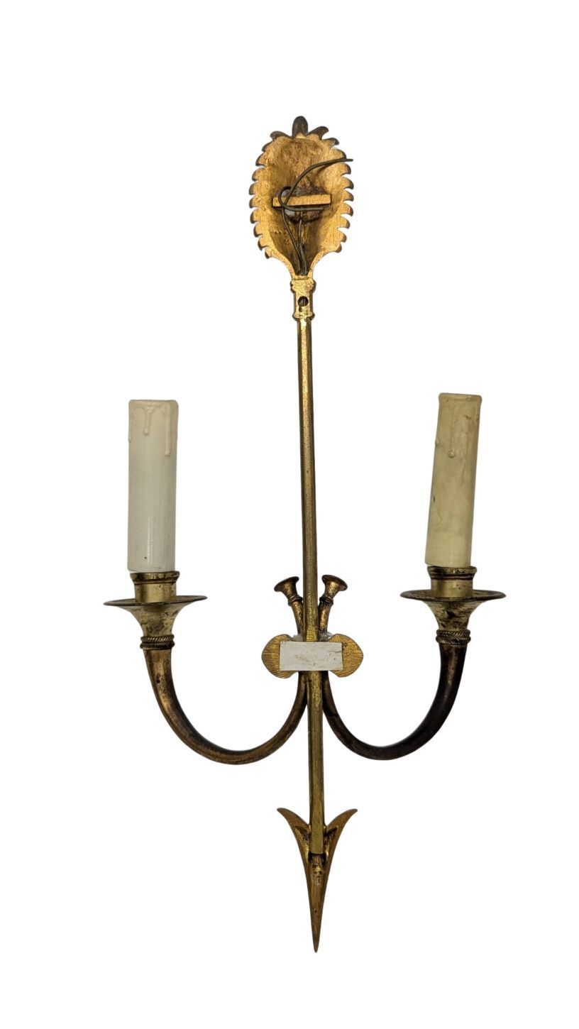 photo furniture Pair Of Gilt Bronze Wall Sconces, Louis XVI Style, France, Circa 1920