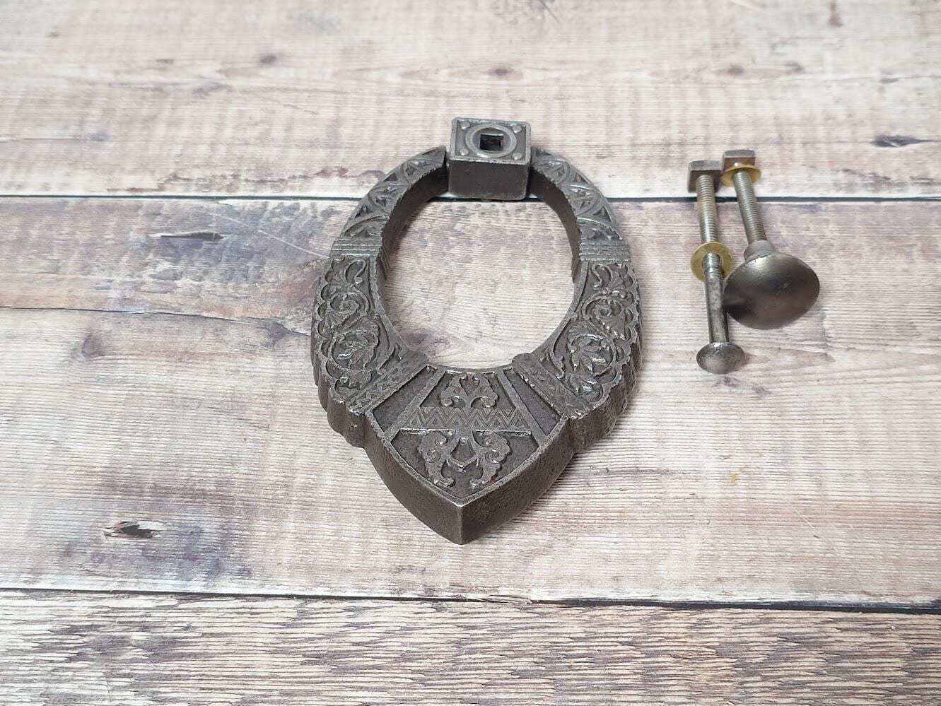 Victorian Cast Iron Door Knocker, 1880s Iron Door Knocker, Antique Cast Iron Doorknocker photo buy