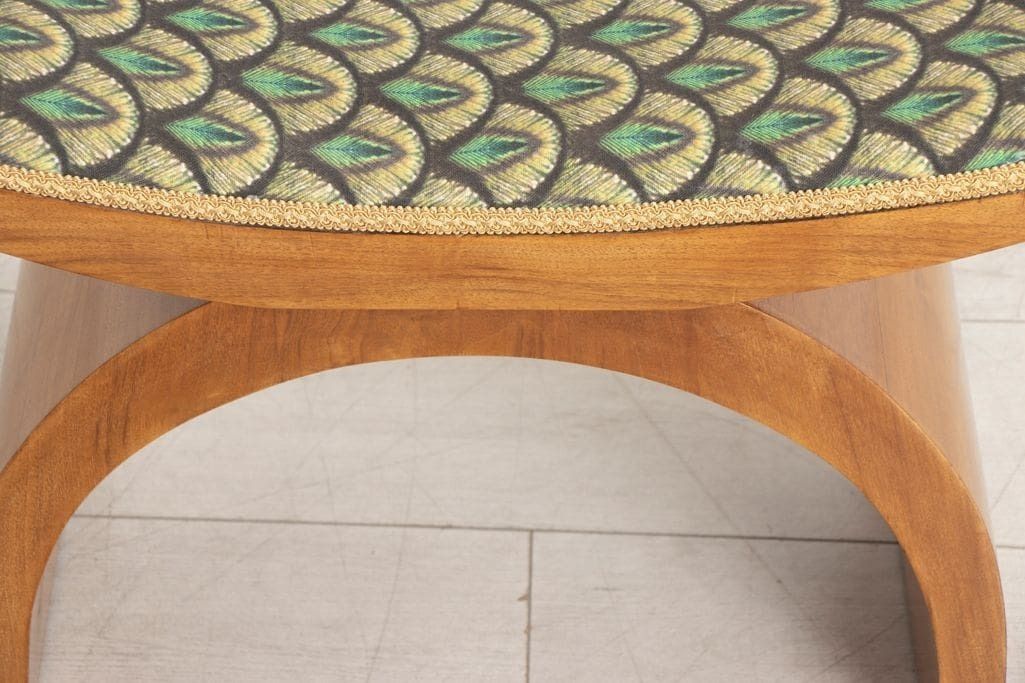 Art Deco Bentwood Stool In Walnut By Hille Re Upholstered In Art Deco Fabric photo 950.0