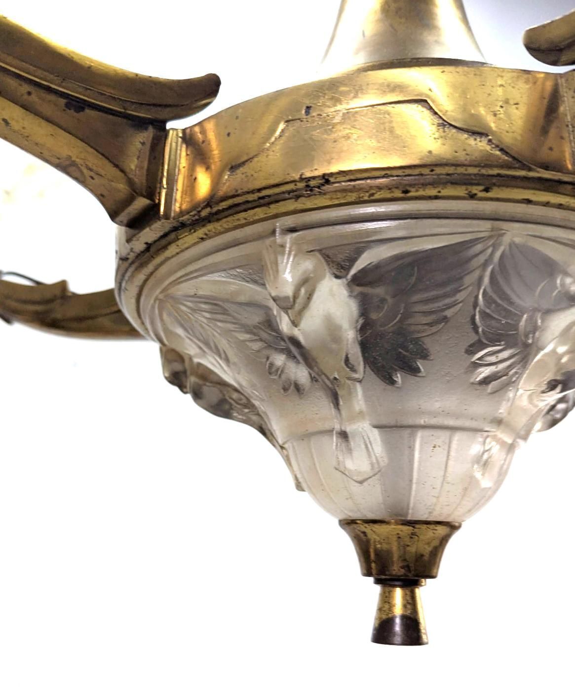 Boris Lacroix Art Deco Molded Glass Chandelier photo vinterior