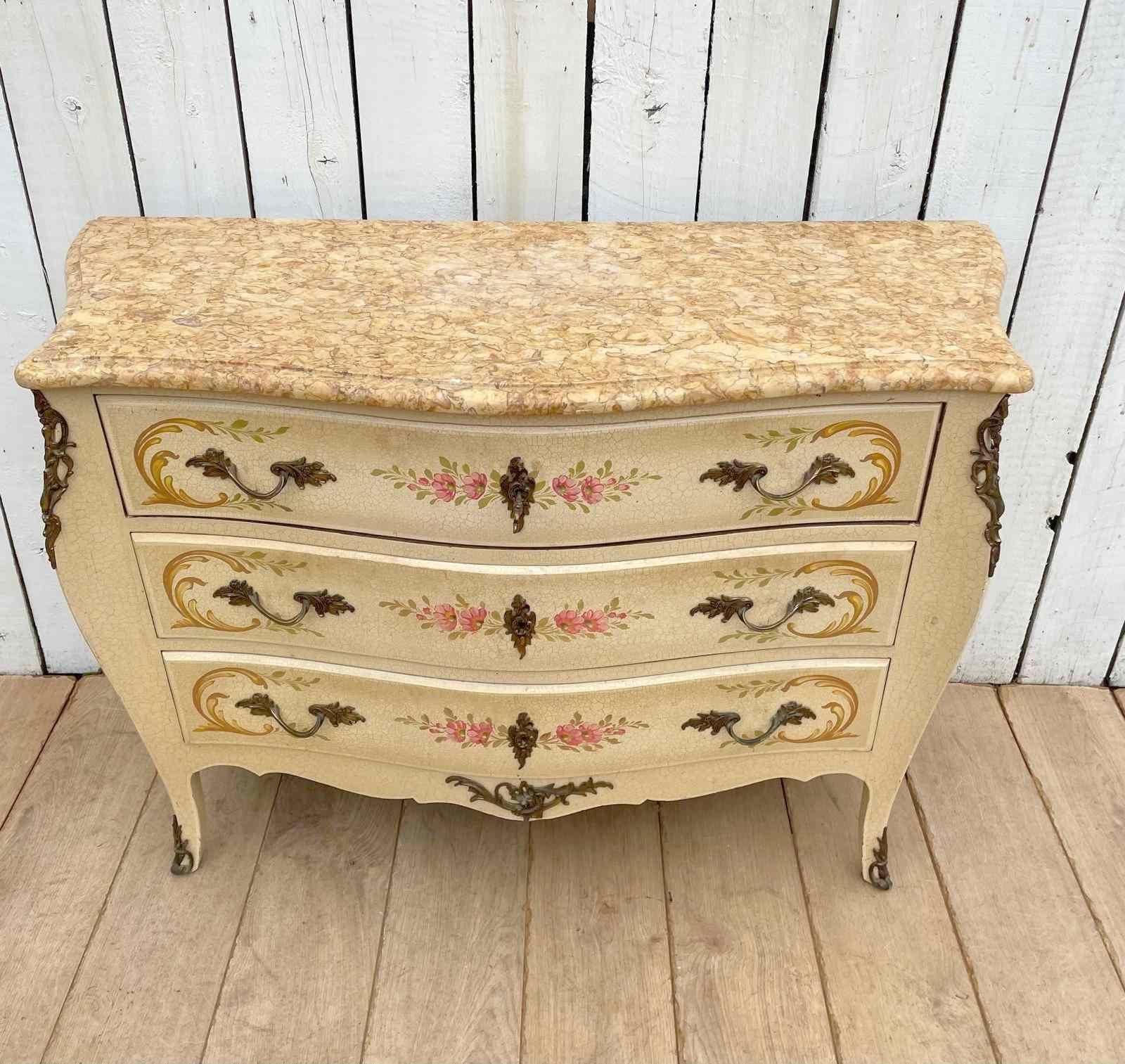 Decorative Marble Top Chest, 1960s photo for sale