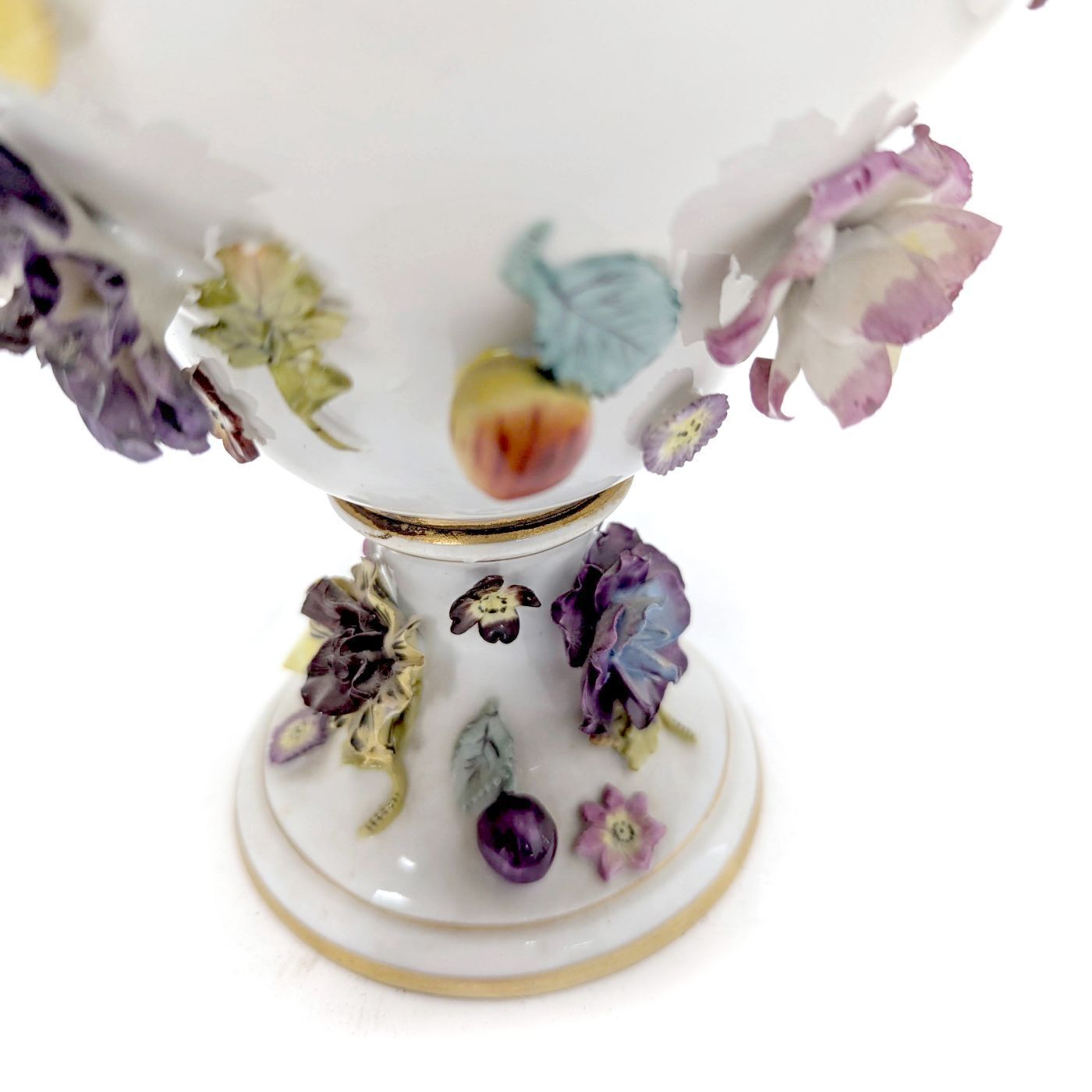 19th Century Saxon Porcelain Flower And Fruit Vases (Pair) photo vinterior