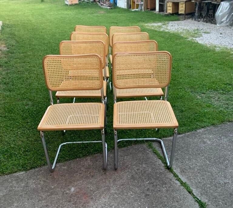 Mid Century Modern Italian Marcel Breuer B32 Cesca Chair, 70s Set Of 8