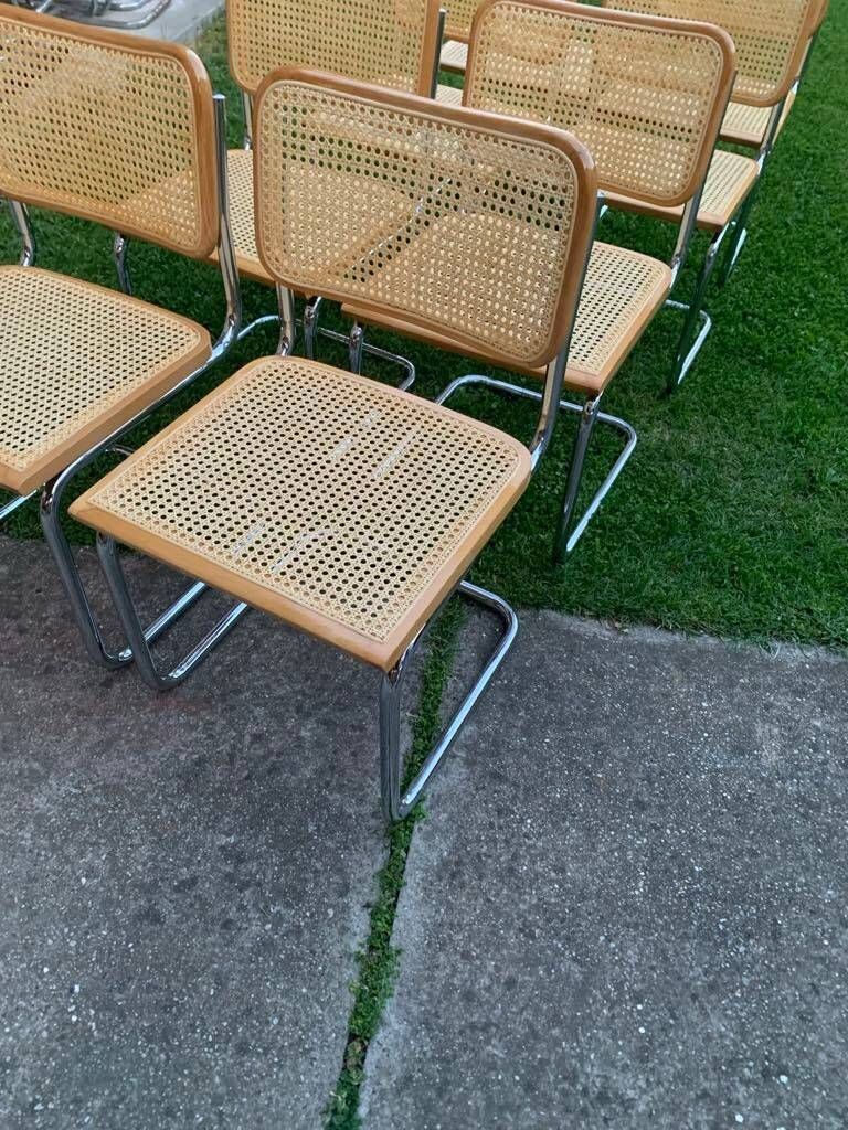 Mid Century Modern Italian Marcel Breuer B32 Cesca Chair, 70s Set Of 8 photo for sale