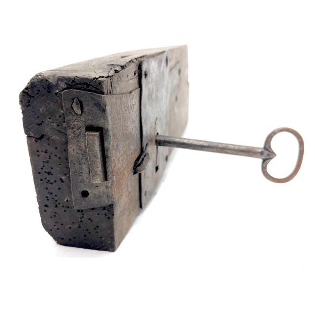 Antique Wrought Iron Lock From The 18th Century photo for sale