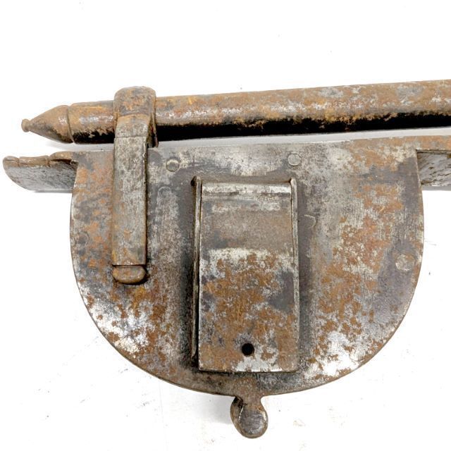 Antique Wrought Iron Padlock Lock From The 18th Century With Its Key photo for sale