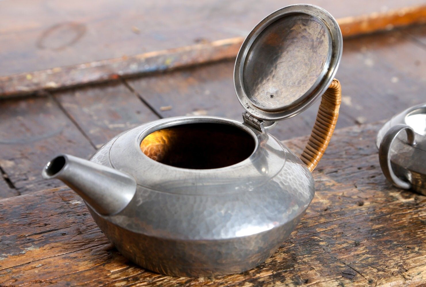 Liberty Tudric Pewter Tea Set 3 Piece Teapot, Sugar Bowl, Creamer, Arts & Crafts photo vintage