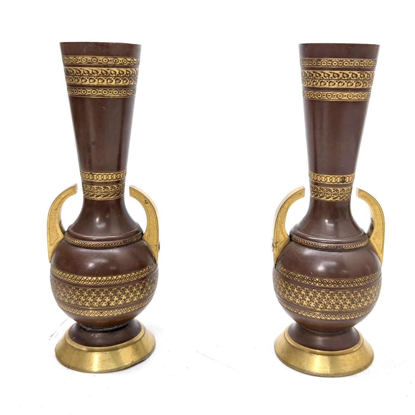 Series Of 3 Orientalist Soliflores In Patinated And Gilded Bronze photo Home Decor