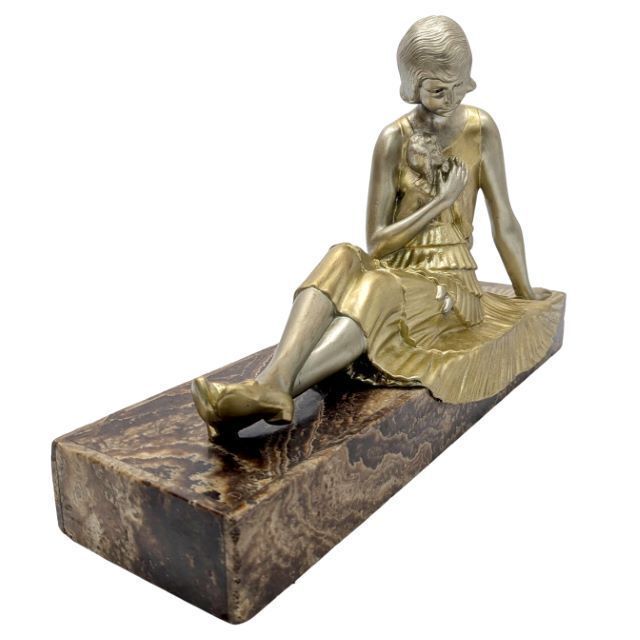 Art Deco Spelter 1930 By Demeter Chiparus Onyx Base photo furniture