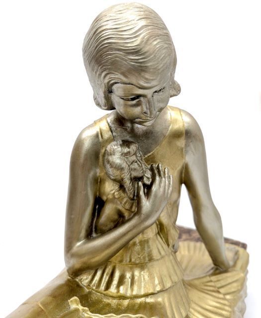 Art Deco Spelter 1930 By Demeter Chiparus Onyx Base photo Home Decor