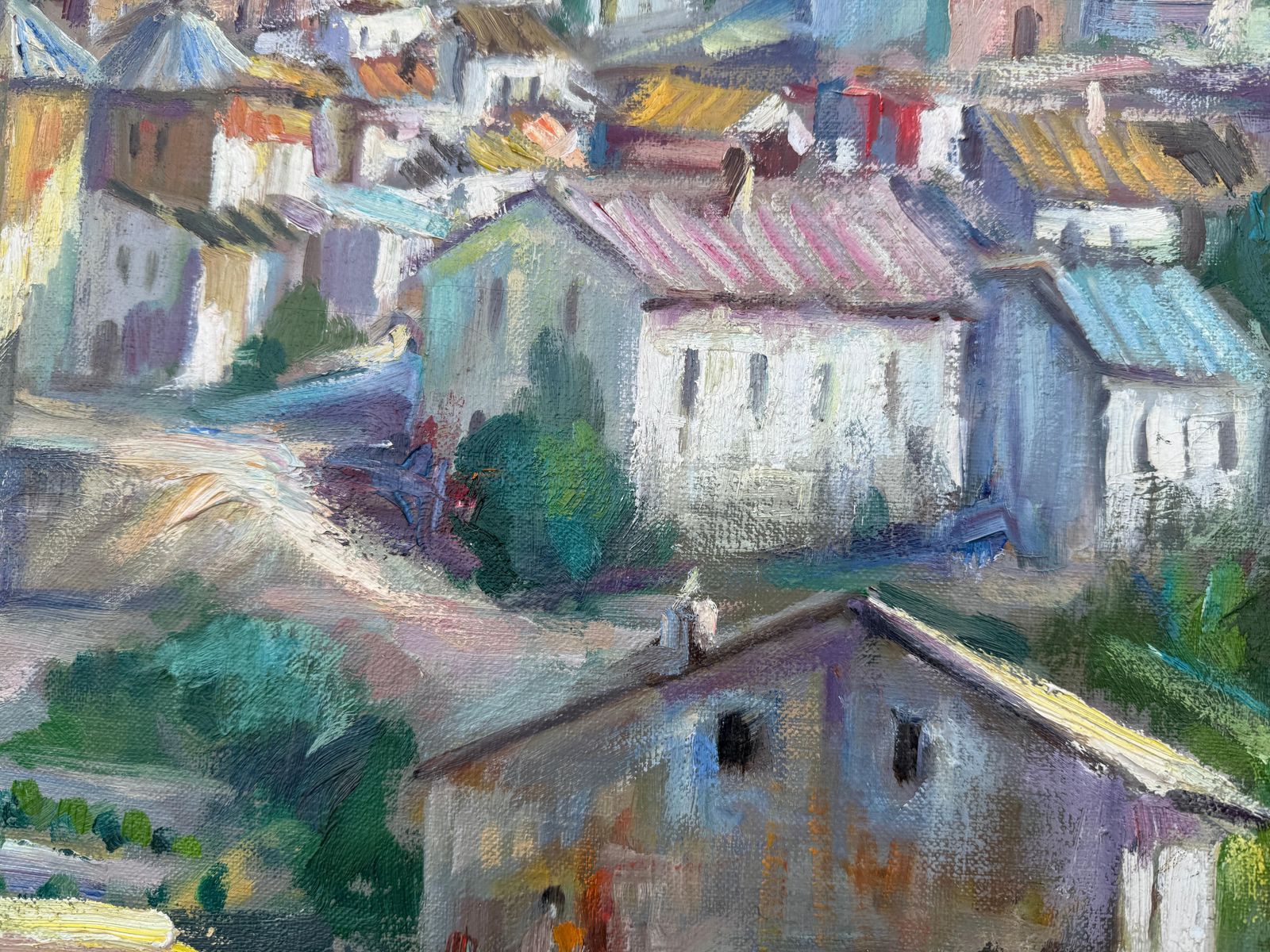 Antonio Reverte – Gezicht Op Dorp Met Olijfgaarden En Bergen, Mediterraan Landschap, Spanje, Ca. 1975 photo Kunst