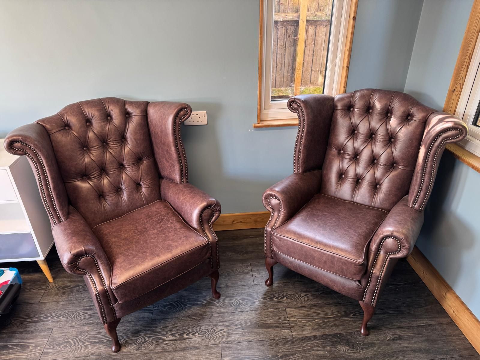 Pair Of Darlings Of Chelsea Queen Anne Scroll Wing Chairs