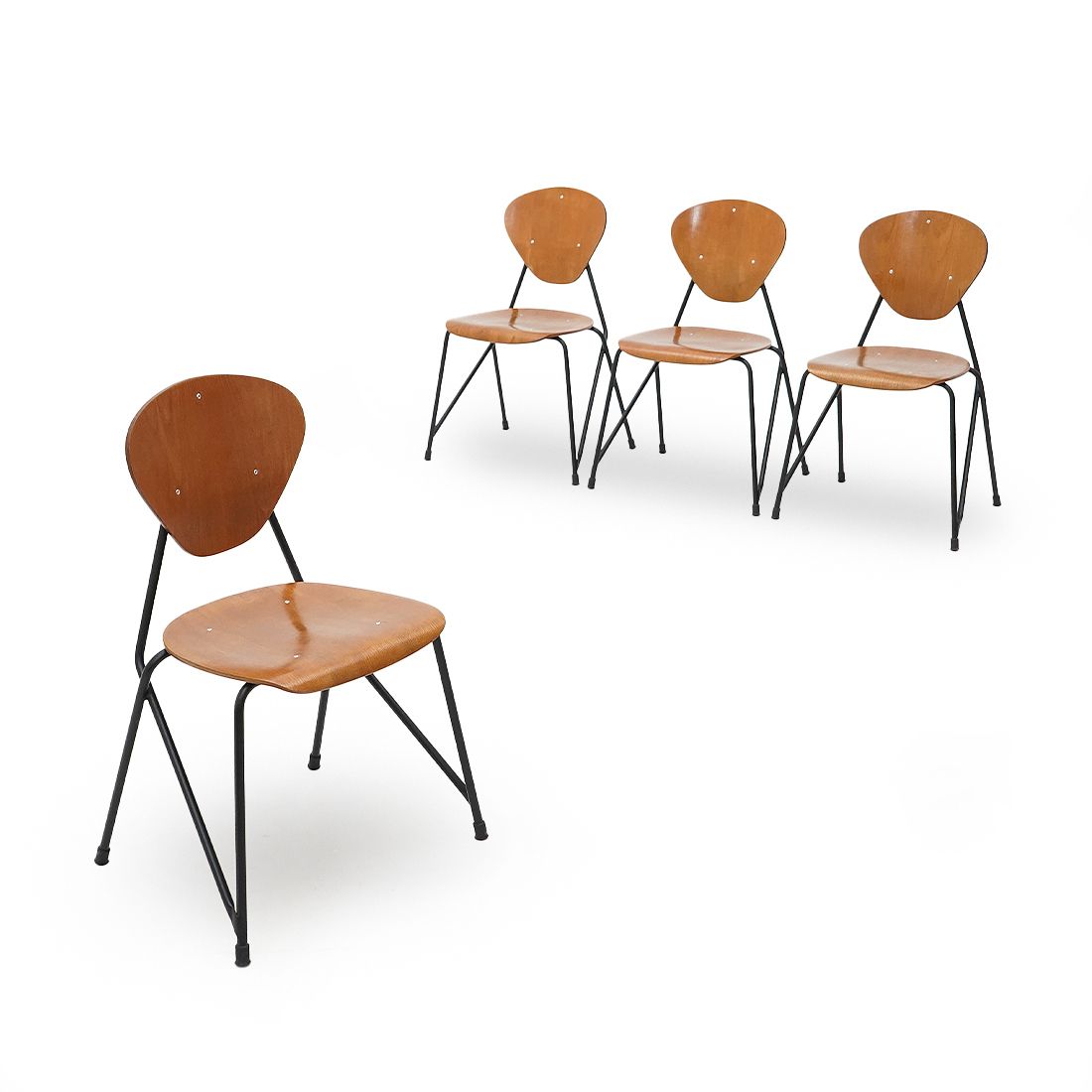 4 Chairs By Aurelio Villari For Isa Bergamo, 1950s photo Furniture