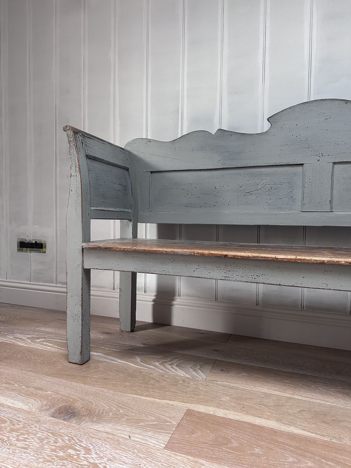 Vintage Swedish Wooden Bench, Late 20th Century photo vinterior