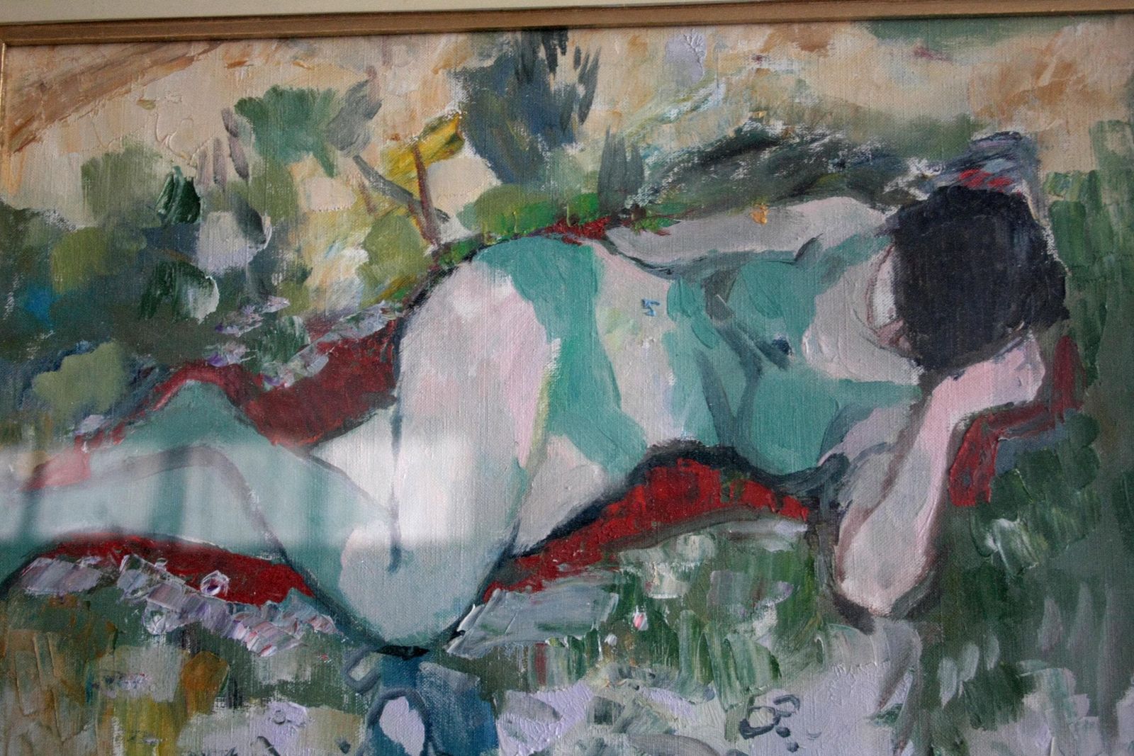 Oil Painting On Canvas, "Reclining Woman", By Savino Labò, Signed photo 1099.0