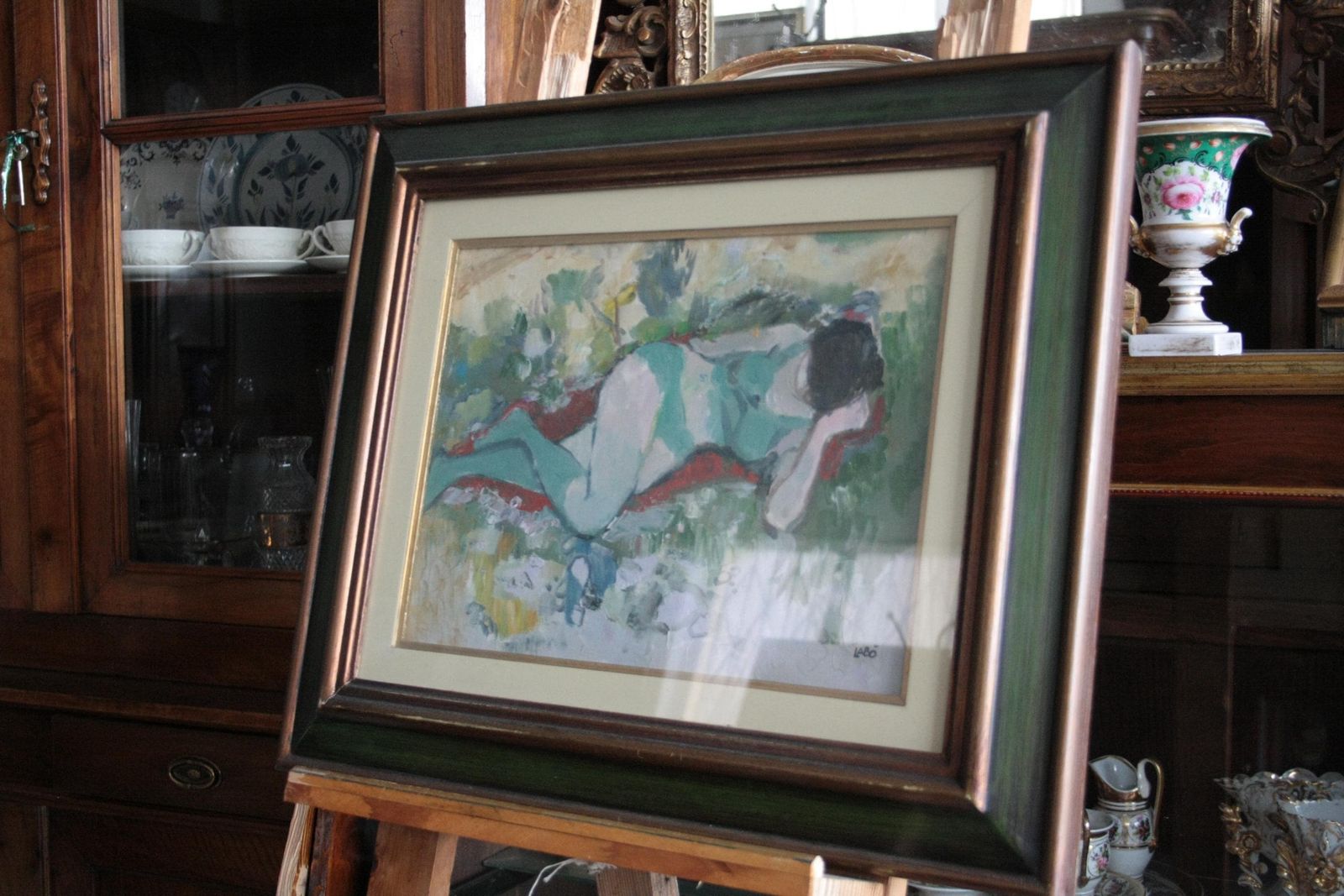Oil Painting On Canvas, "Reclining Woman", By Savino Labò, Signed photo buy