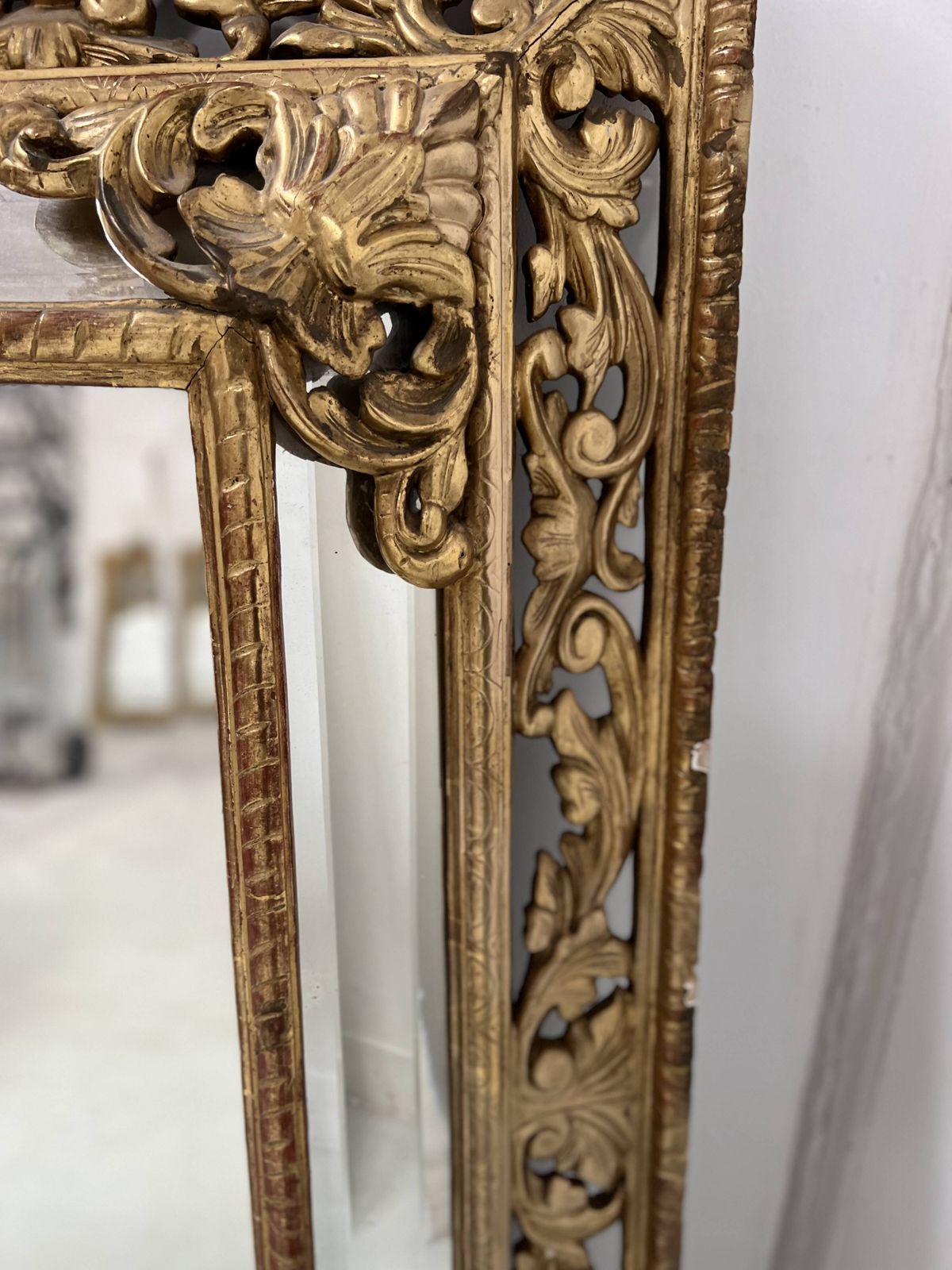 photo for sale Louis XIV Style Mirror With Closed Sides In Wood And Gilded Stucco, 19th Century