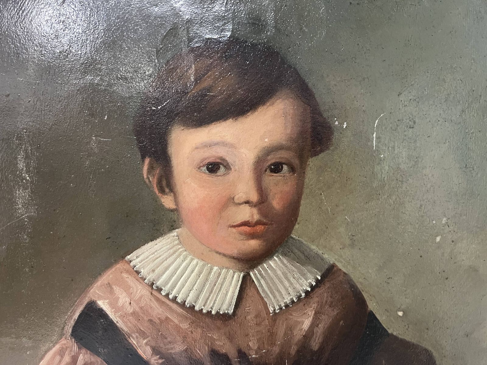 Oil On Canvas Depicting A Young Child, 19th Century photo 513.83