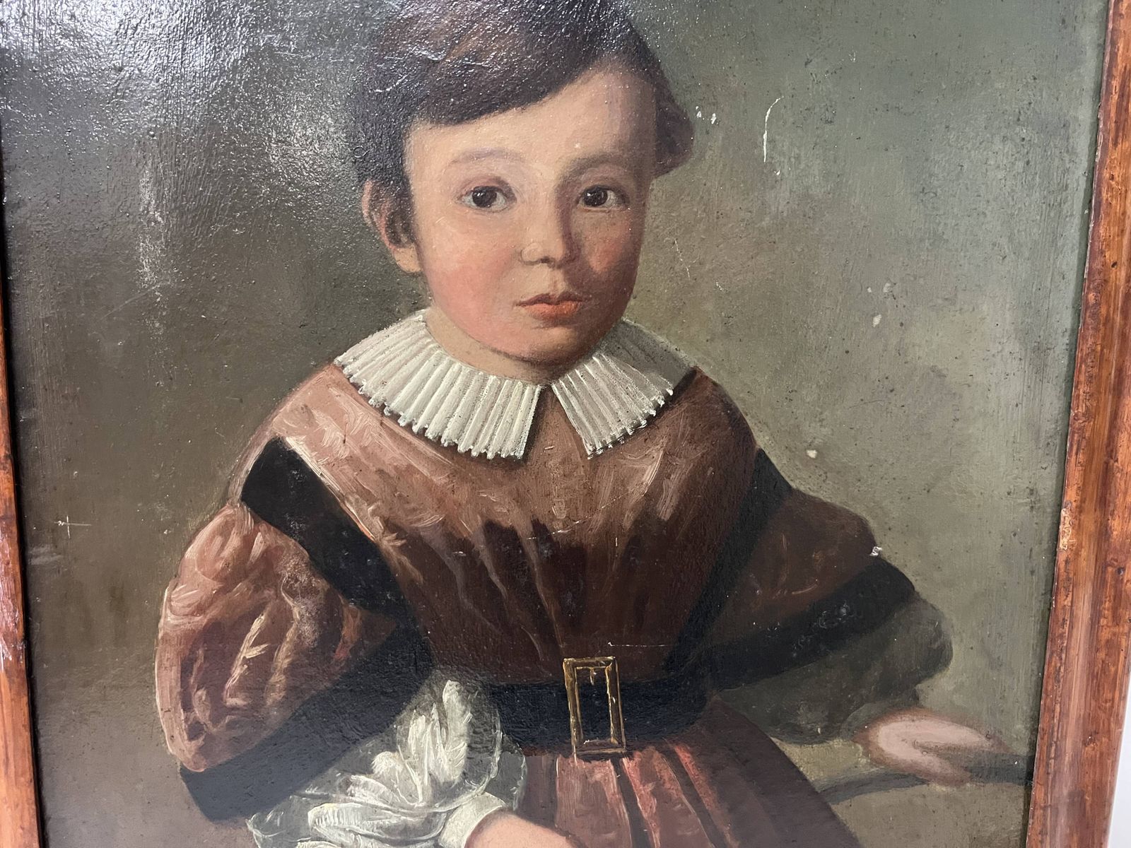 Oil On Canvas Depicting A Young Child, 19th Century photo vinterior
