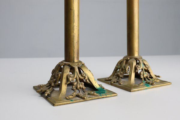 Antique French Copper Candlesticks In Baroque Style, 1900s, Set Of 2 photo 705.0