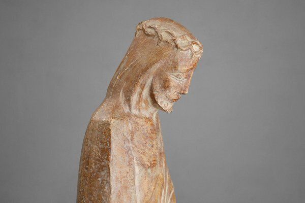 André Teackens, Art Deco Style Religious Statue Of Jesus Christ, 1920s, Plaster On Wood Base photo for sale