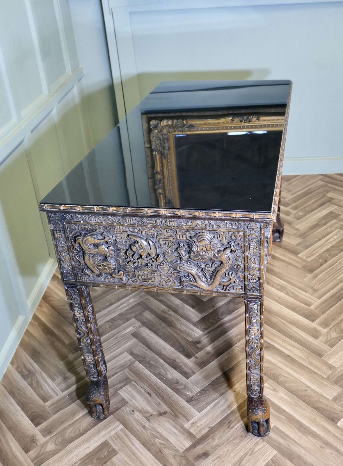Long Chinoiserie Carved Console Table Or Hall Table photo 1320.0