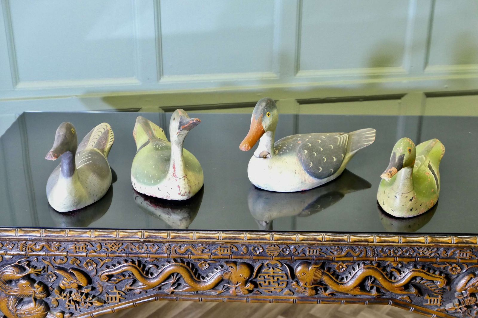 A Charming Collection Of Painted And Carved Decoy Ducks photo furniture