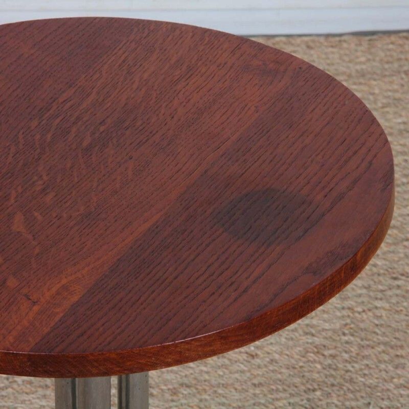 Chromed Metal And Oak Modernist End Table, 1930s photo vinterior