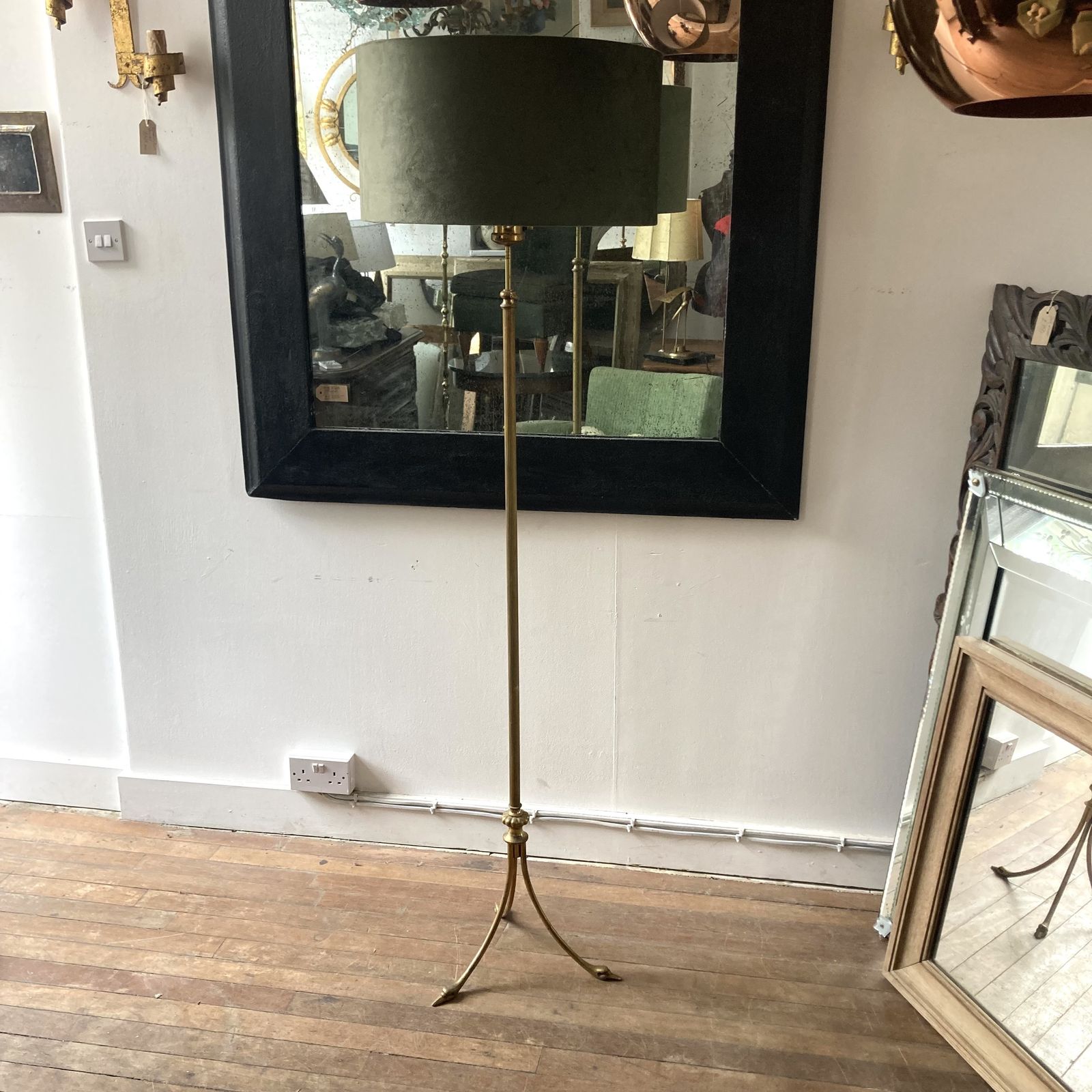 Swan Foot Brass Floor Lamp, 1950s