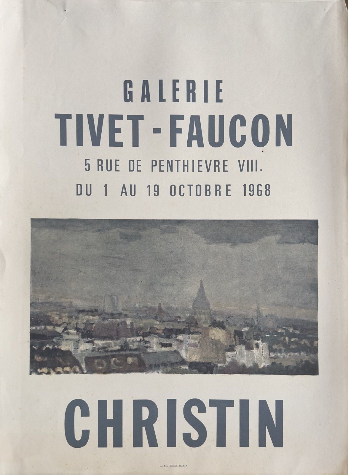 Pierre Christin Poster Poster Poster In Lithograph Exhibition Paris 1968